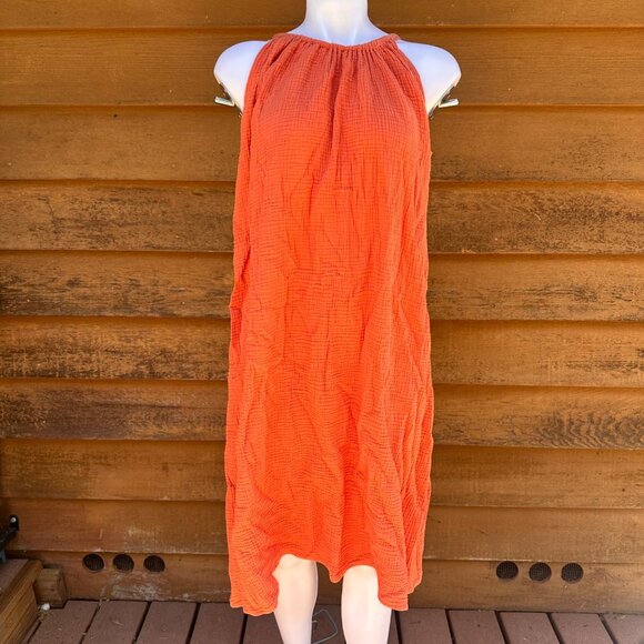 Kona Sol Coral Orange Gauze Soft Comfortable Dress Size S/M - Picture 1 of 8